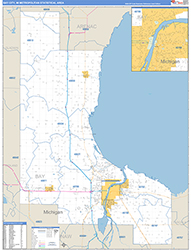 Bay City Metro Area Wall Map Basic Style 2026